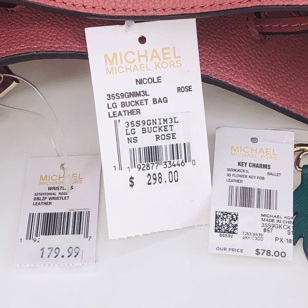 3PCS Michael Kors Nicole Bucket Bag Wallet Charms - Picture 8 of 8